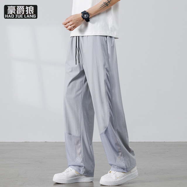 13519014.夏季防蚊裤冰丝薄款网眼透气男生大码潮胖子运动休闲宽松束脚裤子