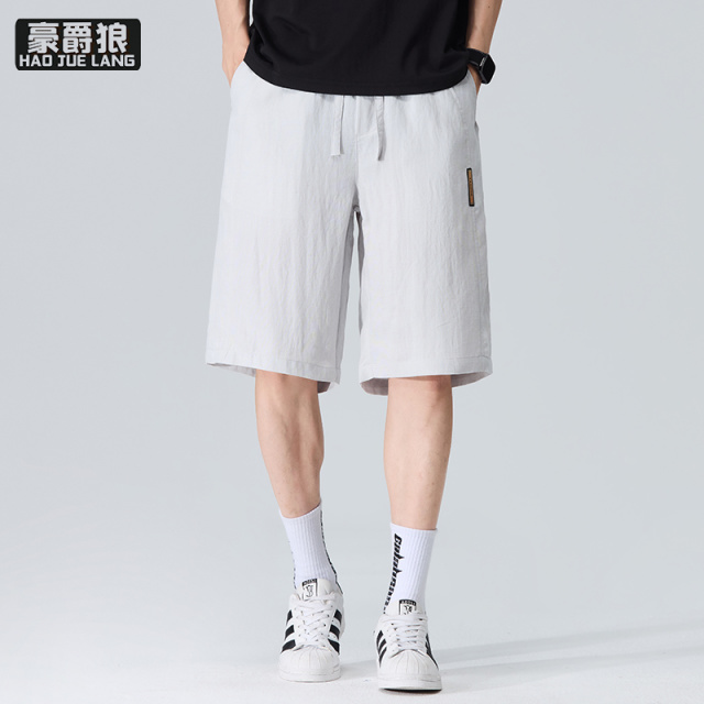 13519062.浅色天丝亚麻短裤男款夏季薄款宽松凉感五分裤休闲中裤子男士