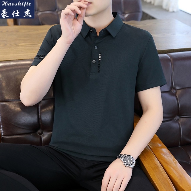 13525199.《百搭时髦》夏季短袖男polo衫翻领商务男士t恤纯色男上衣