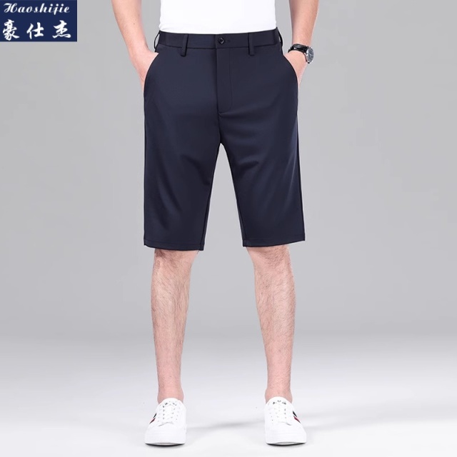 13521810.《休闲舒适》夏季新款男士商务抗皱冰丝高弹五分裤休闲男裤