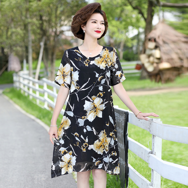 13523371.妈妈款夏季花色洋气连衣裙2424