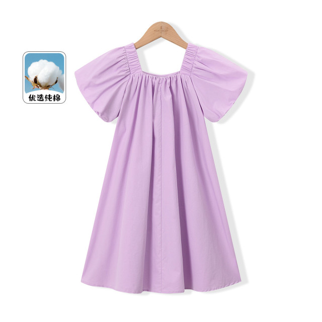 13522490.女童夏季薄款甜美泡泡袖A字裙中学生夏款 洋气连衣裙