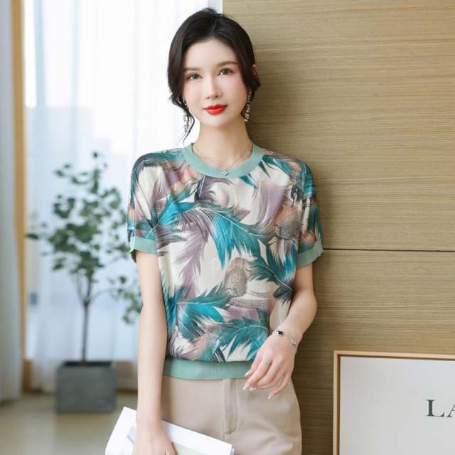 13522955.妈妈装夏季薄款冰丝蝙蝠袖T恤