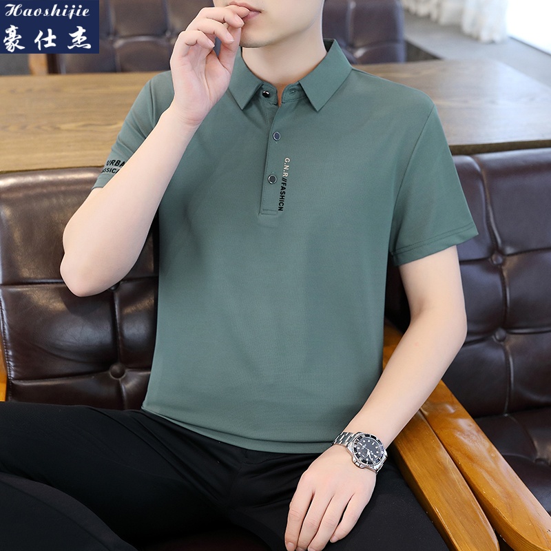 13525199.《百搭时髦》夏季短袖男polo衫翻领商务男士t恤纯色男上衣