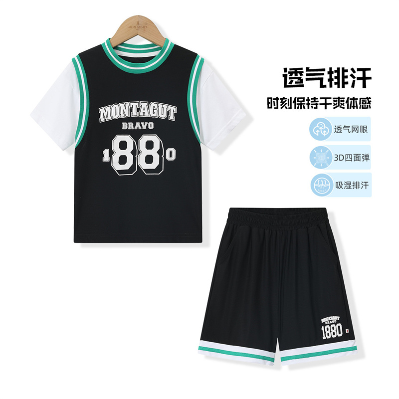 13523519.男童夏季冰感休闲运动套装【2026新款】中学生夏款短袖短裤两件套