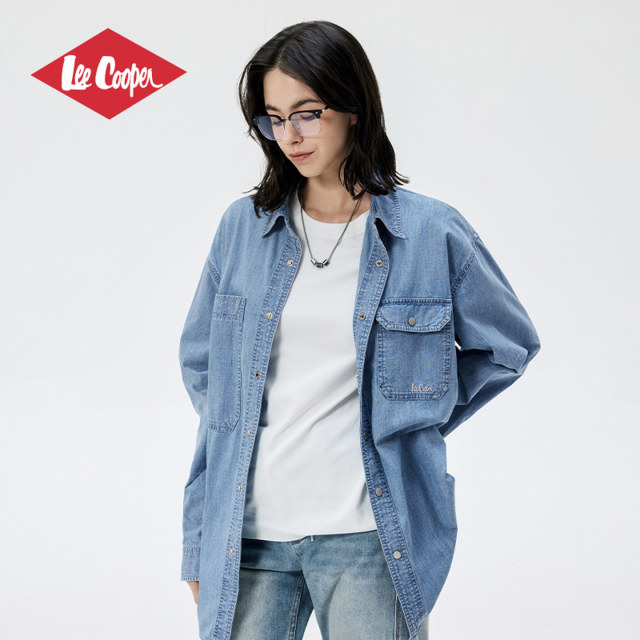 13530952.【孟子义同款】Lee Cooper牛仔衬衫外套男女同款长袖衬衣情侣薄款
