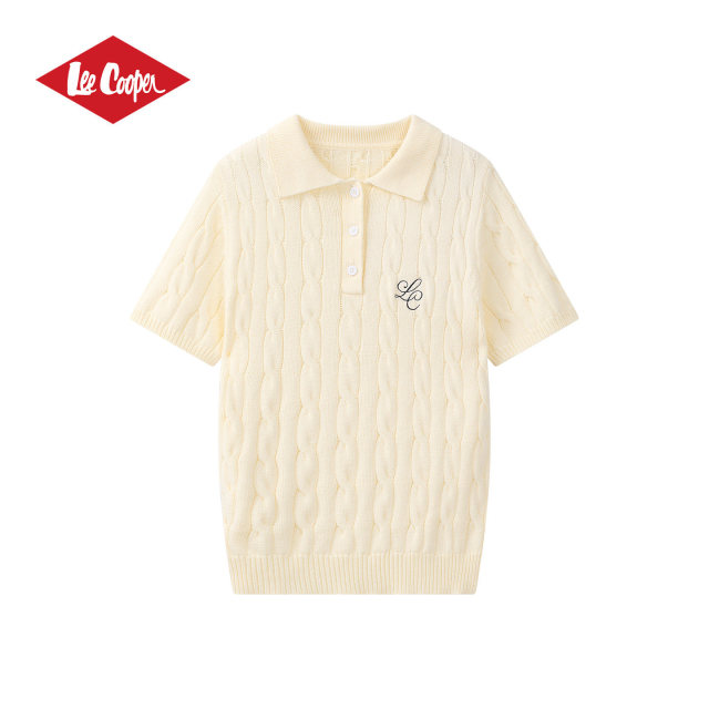 13532676.Lee Cooper针织polo衫短袖女百搭亲肤软糯刺绣新款夏季新款上衣