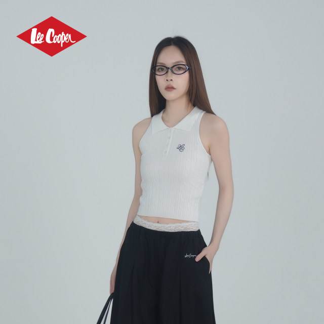 13531622.Lee Cooper刺绣Polo针织背心修身显瘦百搭复古舒适休闲夏季新款女