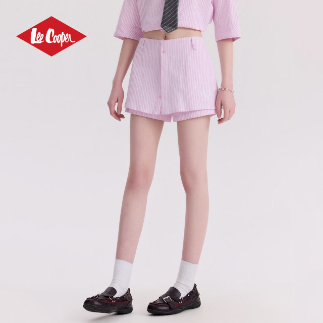 13532814.Lee Cooper短裤假两件条纹裤裙夏季新款女生时尚休闲亲肤裤子