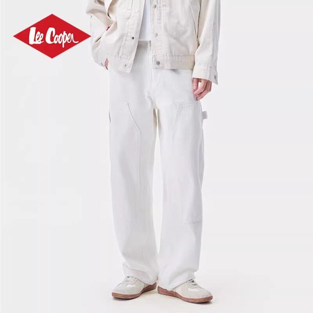 13532514.Lee Cooper牛仔裤26春款简约休闲风白色直筒长裤男宽松百搭裤子