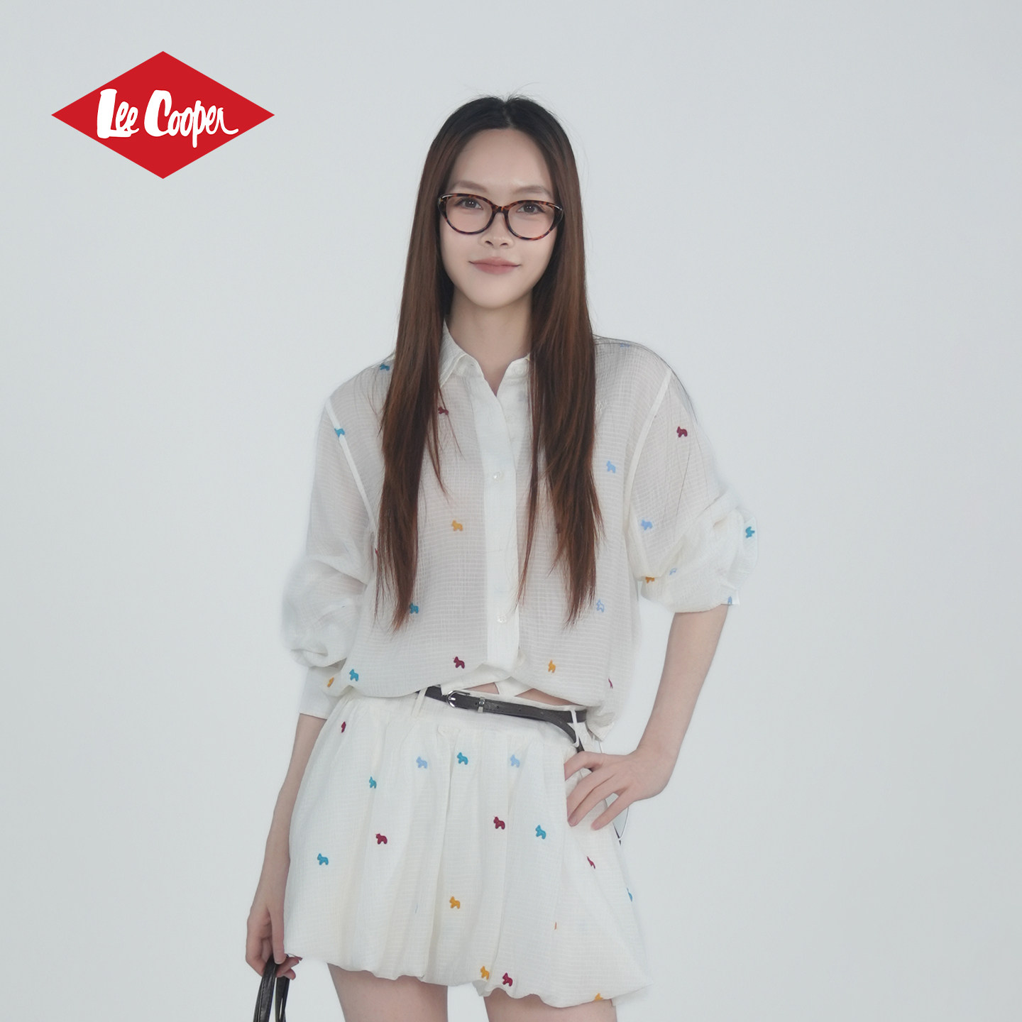 13531904.Lee Cooper衬衫长袖防晒春夏季新款宽松重工刺绣百搭透气女生