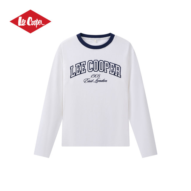13532955.Lee Cooper女字母印花打底长袖T恤春季新款休闲百搭圆领复古上衣