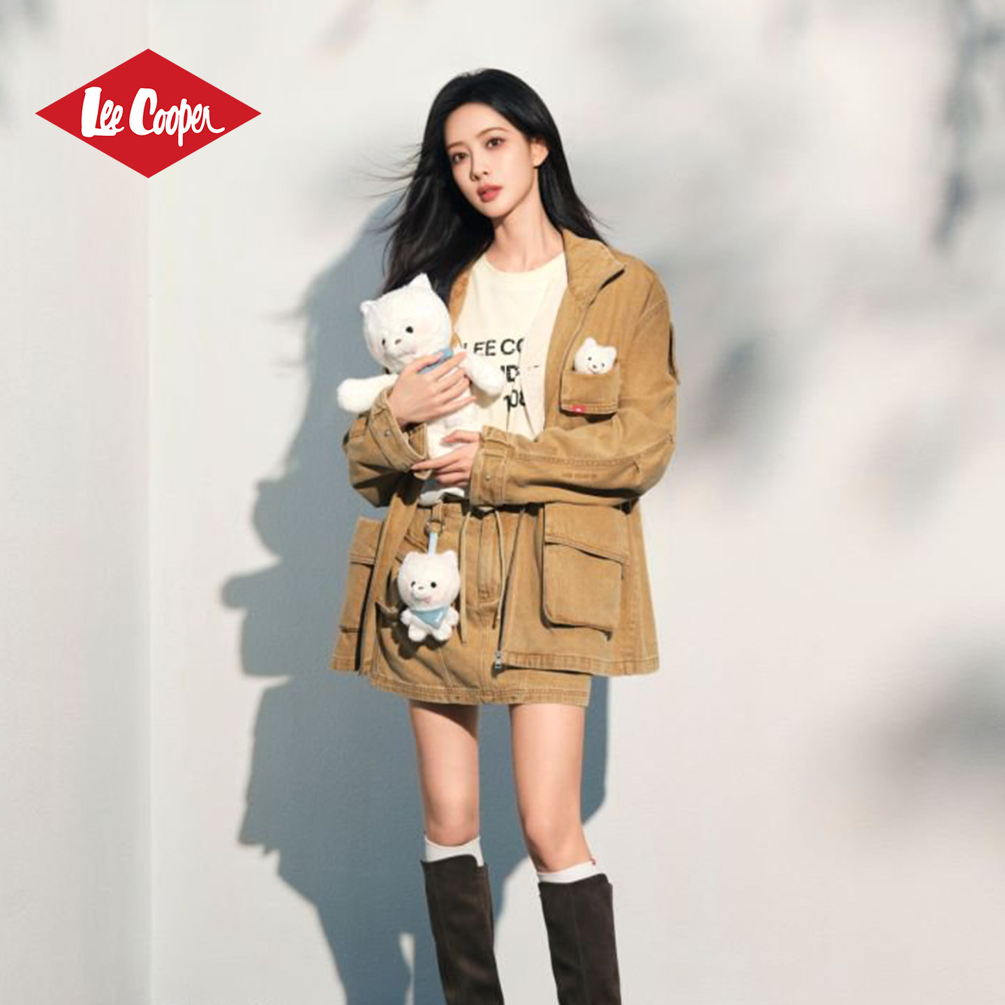13532621.【孟子义同款】Lee Cooper工装多口袋立领外套女士春季新款休闲