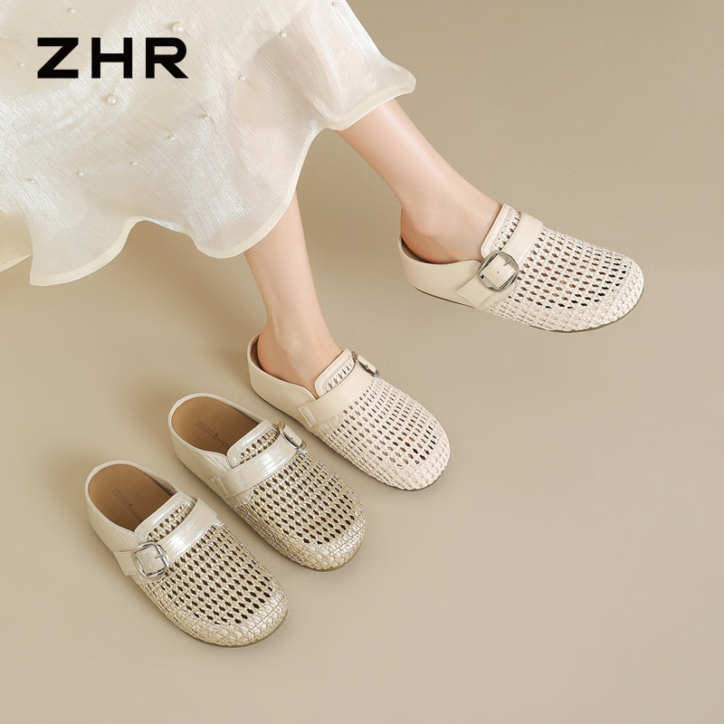13758060.【ZHR则则】勃肯拖鞋圆头网面套脚厚底女鞋[PU]