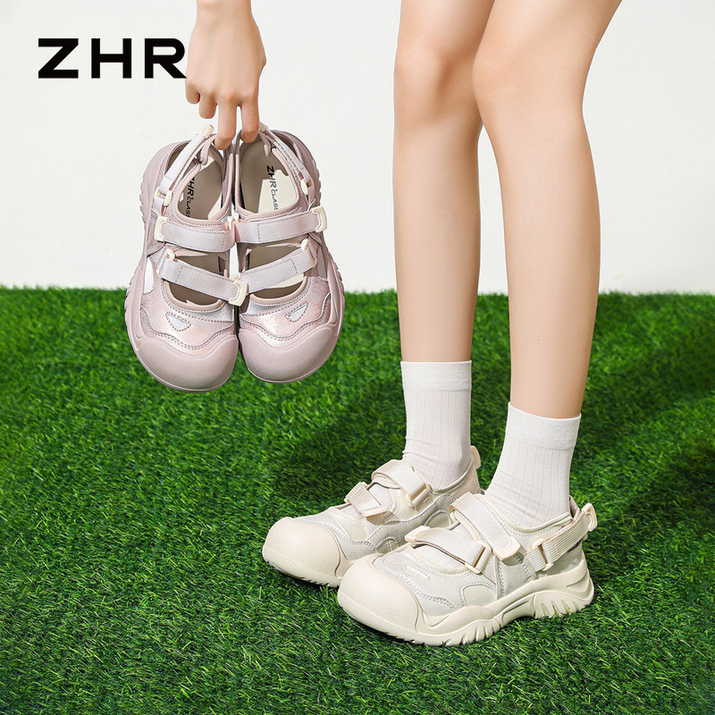 13628514.【ZHR则则】户外休闲鞋圆头魔术贴厚底女鞋[猪皮软垫]
