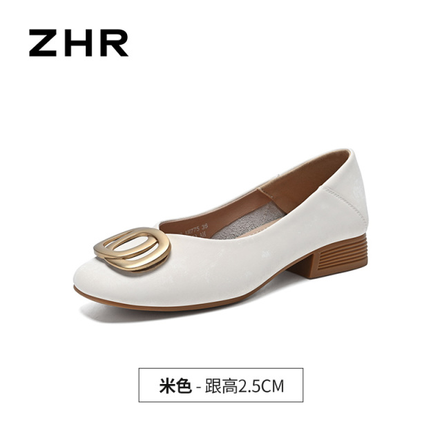 13530852.【ZHR则则】平底浅口圆头套脚平底女鞋[牛剖层移膜革]