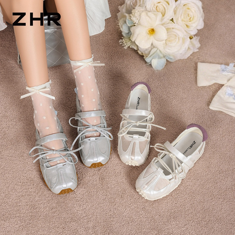 13530608.【ZHR则则】薄底德训鞋圆头魔术贴平底女鞋[PU+帆布]