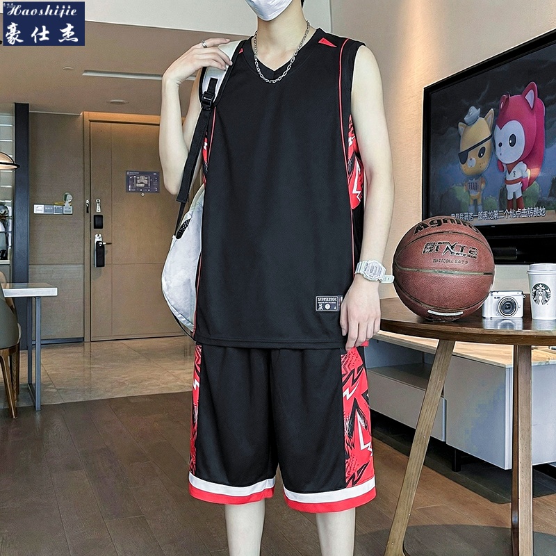 13533701.速干篮球服无袖背心套装男青少年比赛运动服