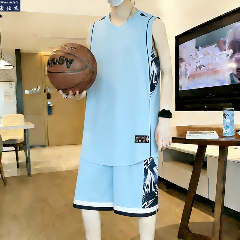 13533846.《休闲时尚》夏季篮球服男冰丝速干网眼无袖运动服套装青少年训练服