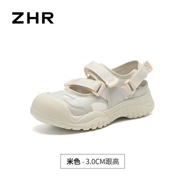 13628514.【ZHR则则】户外休闲鞋圆头魔术贴厚底女鞋[猪皮软垫]
