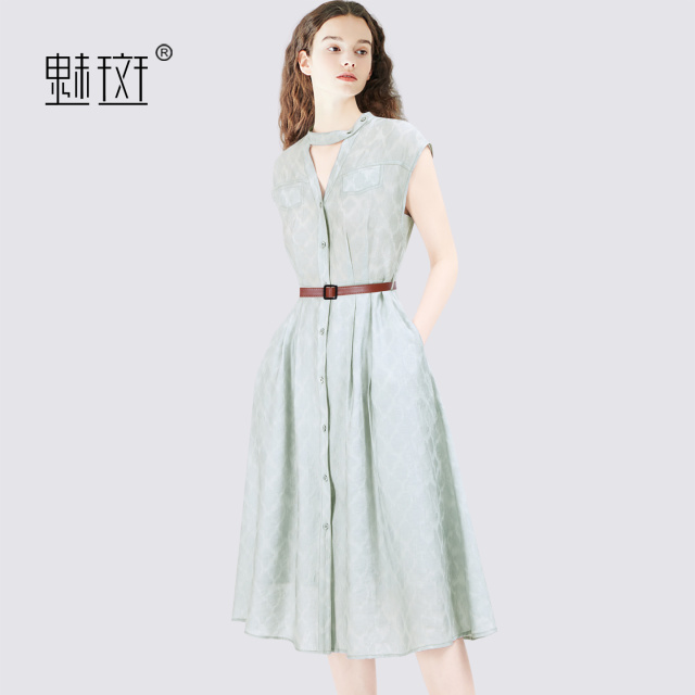 13531888.魅斑提花短袖连衣裙裙子