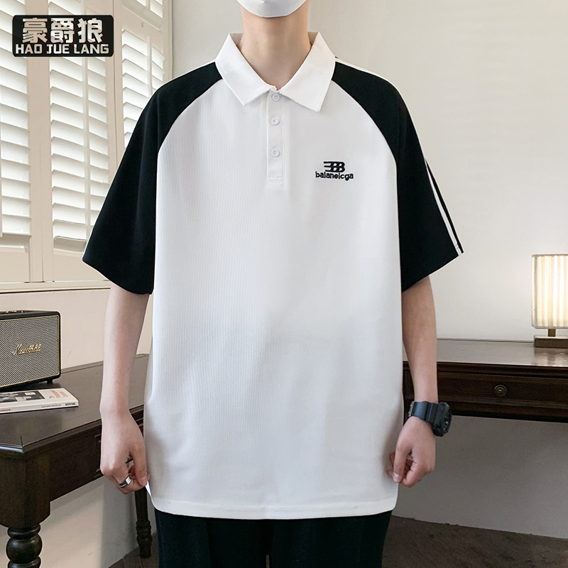 13534230.短袖t恤男青少年夏季翻领Polo衫上衣初高中学生半袖男生打底衫潮