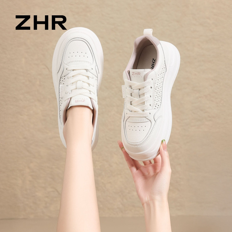 13530761.【ZHR则则】厚底小白鞋圆头系带厚底女鞋[超纤]