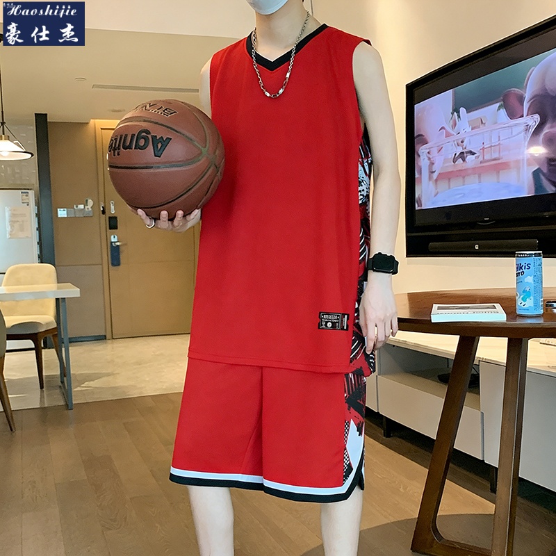 13533696.《冰丝凉感透气》篮球服速干网眼无袖跑步两件短袖短裤套装运动训练服