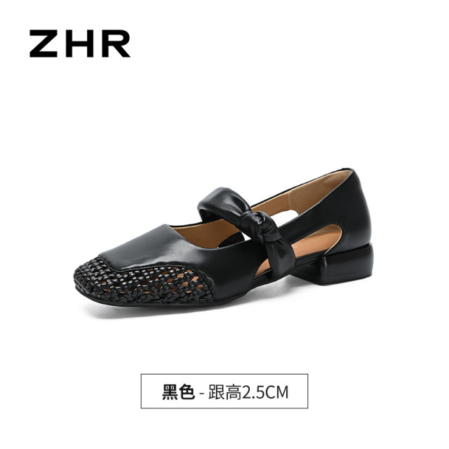 13531313.【ZHR则则】粗跟玛丽珍鞋圆头套脚平底女鞋[羊皮软垫]