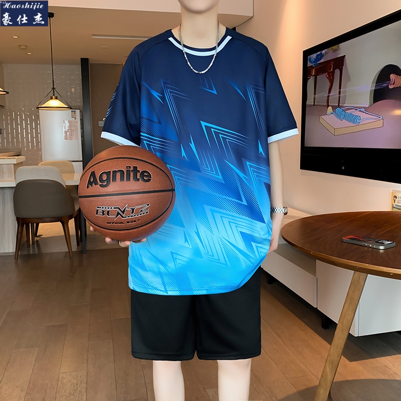 13534214.速干冰丝夏季爆款青少年短袖套装篮球服运动套装