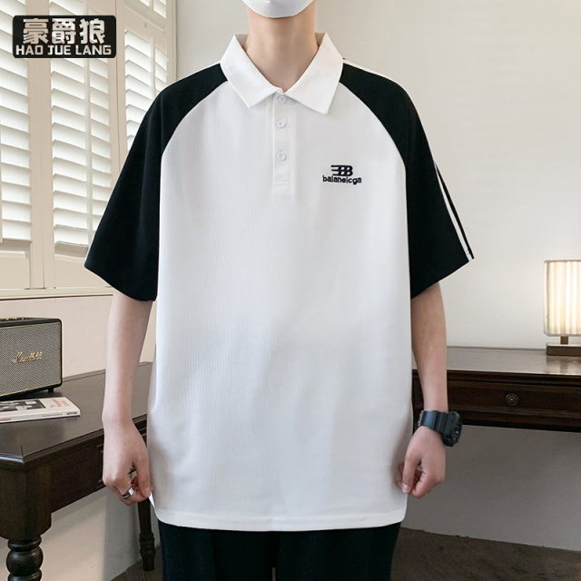 13534230.短袖t恤男青少年夏季翻领Polo衫上衣初高中学生半袖男生打底衫潮