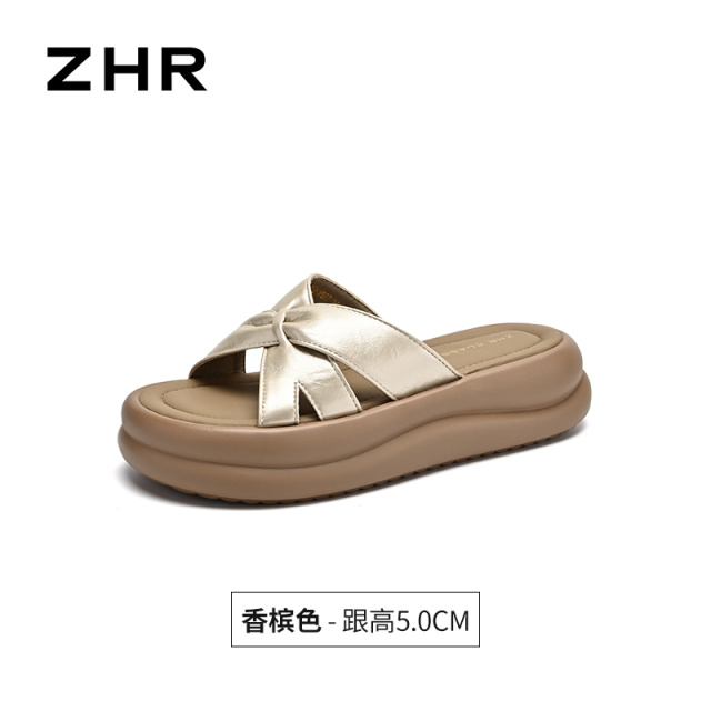 13530657.【ZHR则则】厚底拖鞋圆头套脚厚底女鞋[PU]