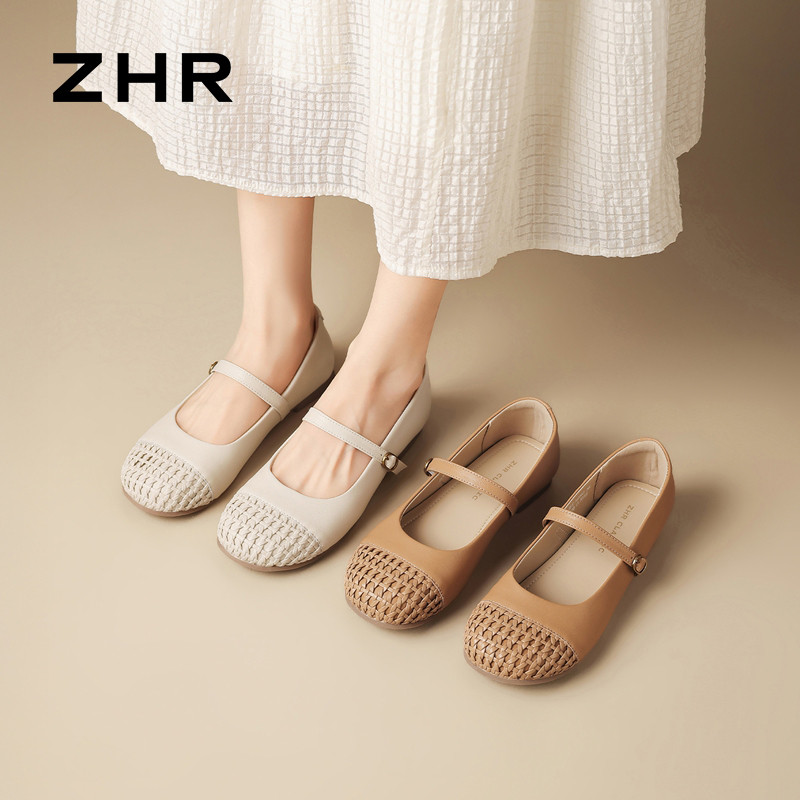 13531292.【ZHR则则】平底玛丽珍鞋圆头搭扣平底女鞋[超纤]