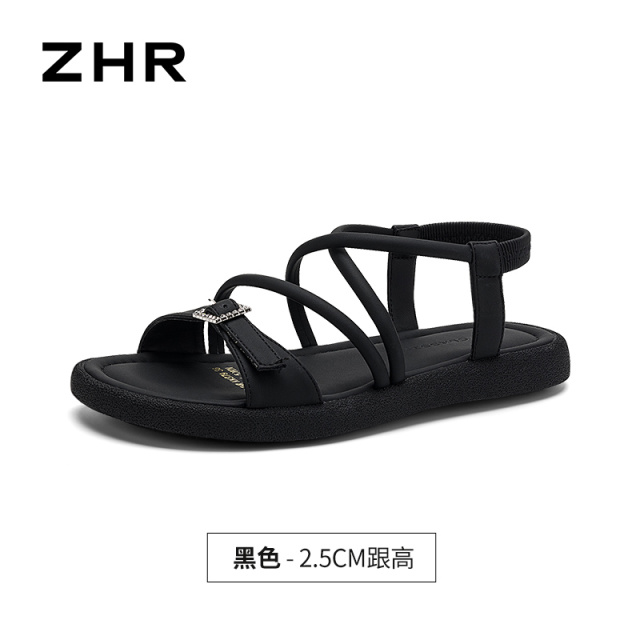 13530854.【ZHR则则】平底凉鞋露趾套脚平底女鞋[PU]