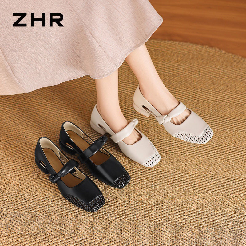 13531313.【ZHR则则】粗跟玛丽珍鞋圆头套脚平底女鞋[羊皮软垫]