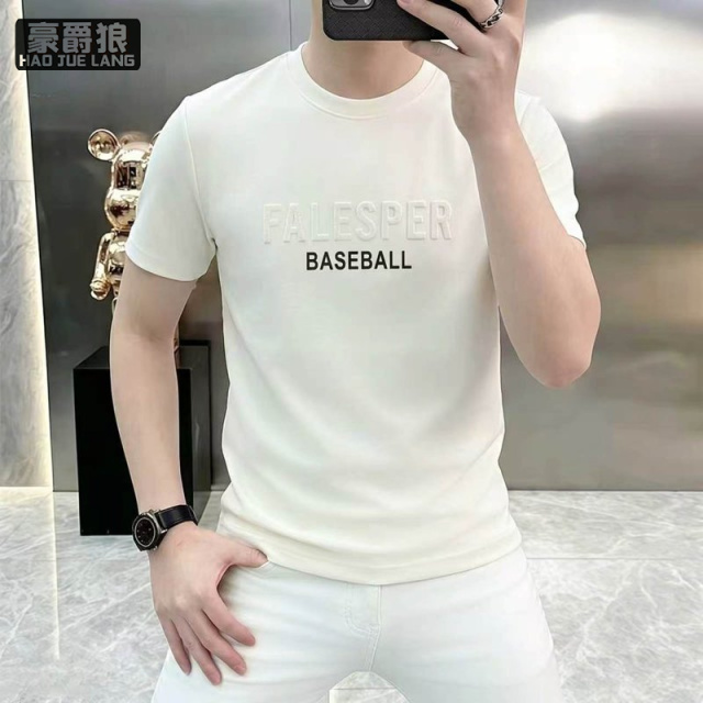 13534330.夏季新款钢印字母款轻奢百搭圆领字母短袖T恤半袖休闲