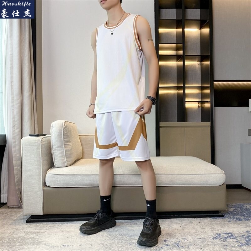13533700.休闲速干透气男式夏季篮球服青少年无袖运动服球衣套装
