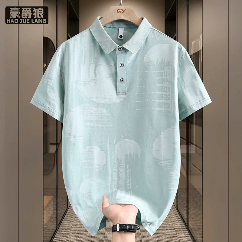 13534243.青少年翻领短袖t恤男孩夏季初中高中学生潮牌宽松半袖大童体恤衫