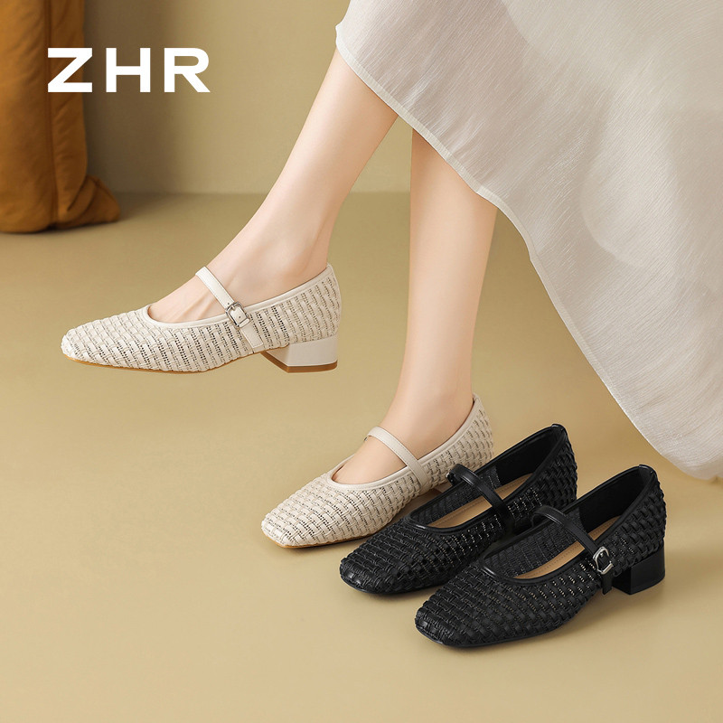 13531344.【ZHR则则】粗跟玛丽珍鞋圆头搭扣粗跟女鞋[PU]