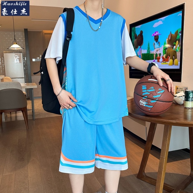13533695.假两件篮球服短袖套装男青少年速干比赛运动服