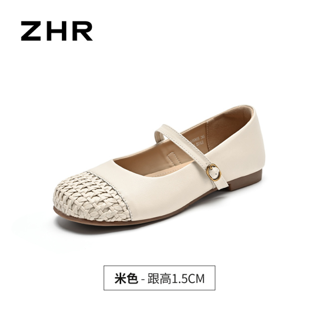 13531292.【ZHR则则】平底玛丽珍鞋圆头搭扣平底女鞋[超纤]