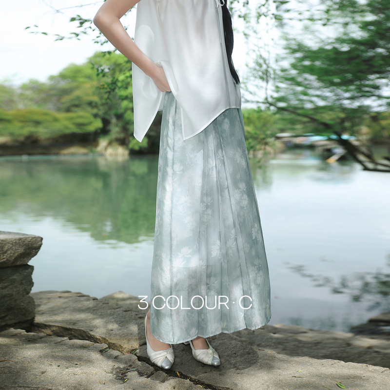 13445010.【浮生白莲】三彩2026夏季新款新中式提花半身裙改良马面裙长裙C