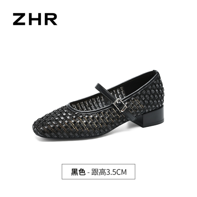 13531344.【ZHR则则】粗跟玛丽珍鞋圆头搭扣粗跟女鞋[PU]