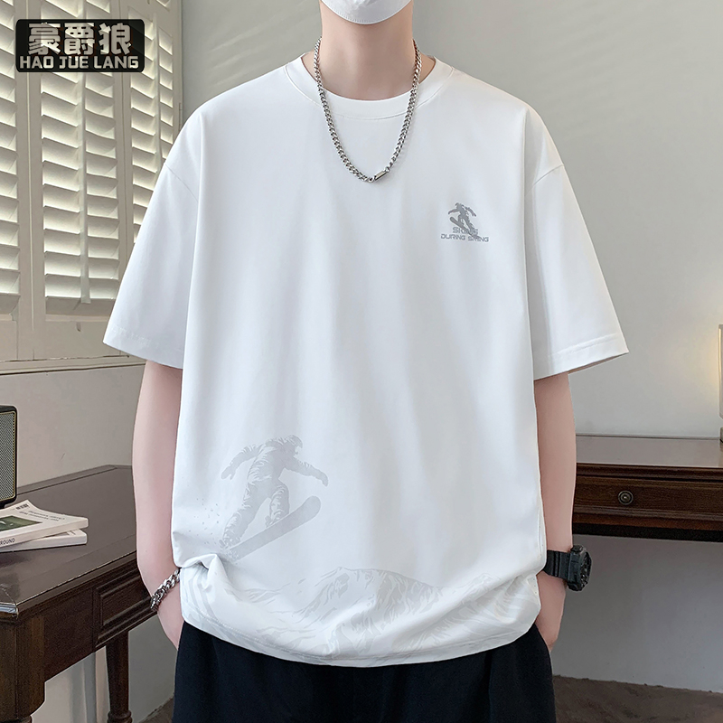 13534317.新款夏季男士短袖t恤潮流夏装半袖体恤潮牌休闲男装冰丝衣服