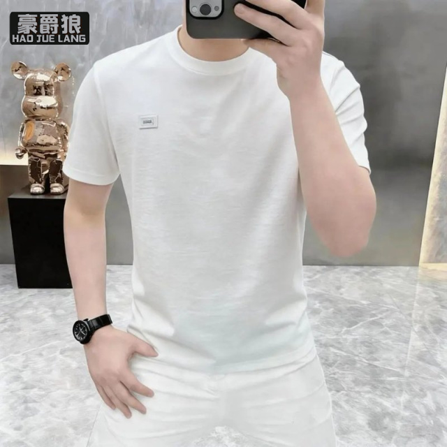 13534277.男士圆领短袖T恤时尚体恤夏季新款休闲圆领T恤男短袖打底衫