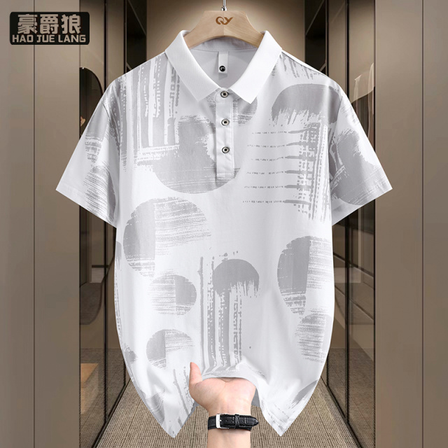 13534243.青少年翻领短袖t恤男孩夏季初中高中学生潮牌宽松半袖大童体恤衫
