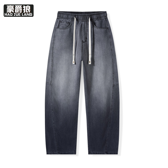 13534316.天丝弯刀牛仔裤男士夏季薄款舒适新款宽松直筒垂感水洗休闲裤子男