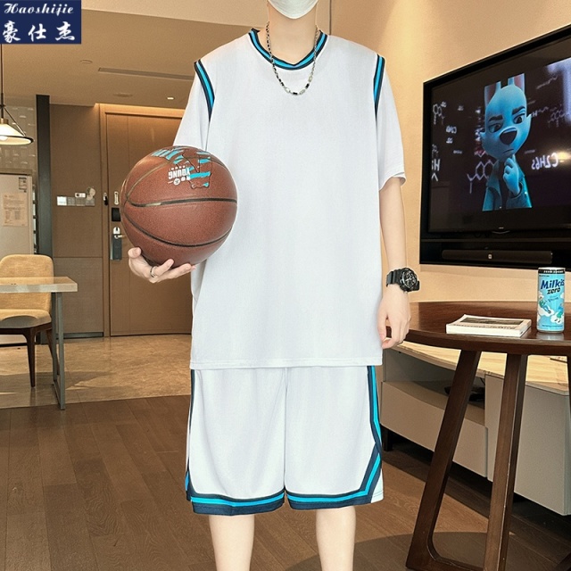 13533852.《舒适透气》夏季篮球服速干透气篮球服短袖运动球衣休闲套装