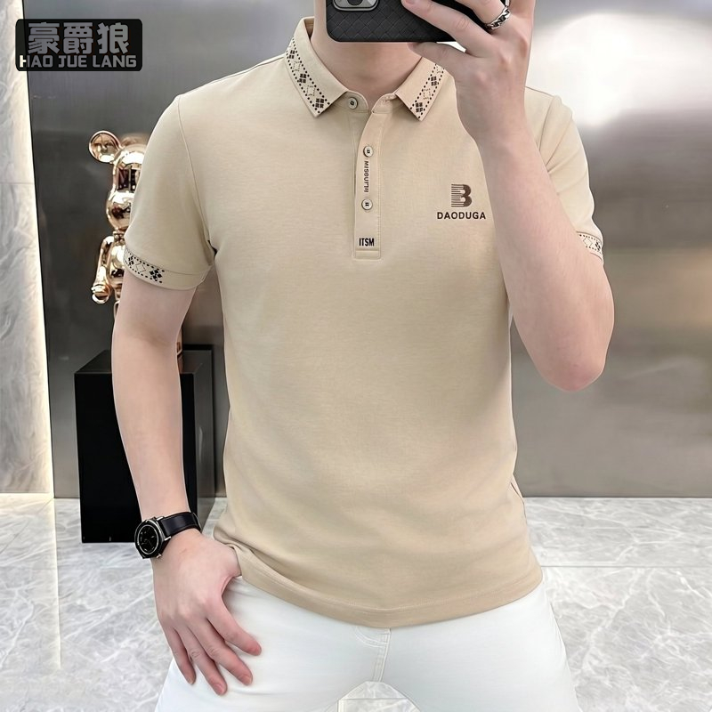 13534313.夏季新款轻奢短袖polo衫男翻领薄款商务休闲雅痞绅士打底衫潮