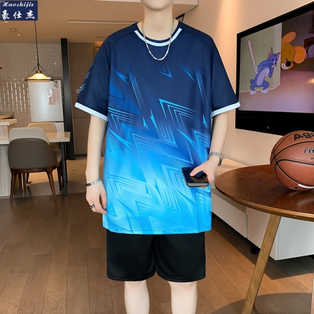 13534214.速干冰丝夏季爆款青少年短袖套装篮球服运动套装